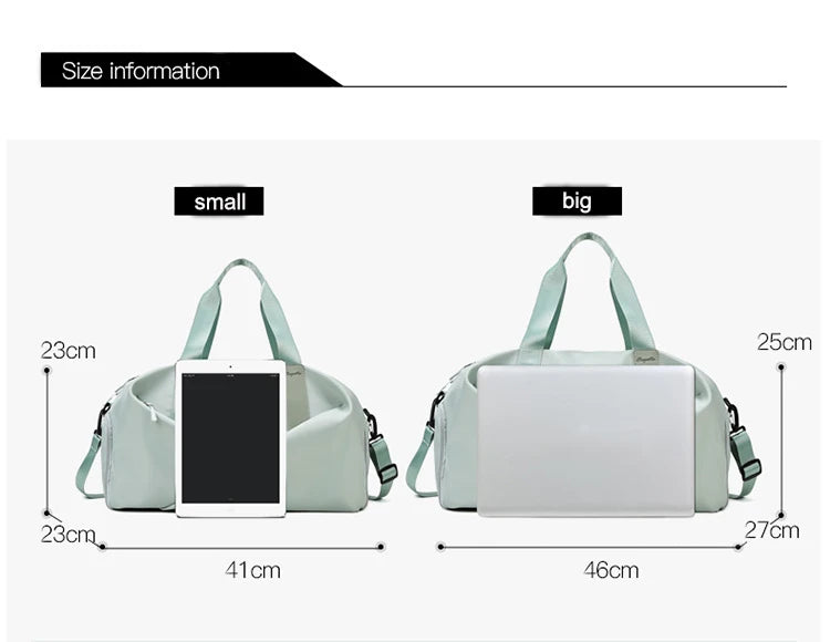 Women’s Gym & Travel Duffel Bag – Waterproof Nylon Tote | Dry/Wet Separation & Shoe Pocket