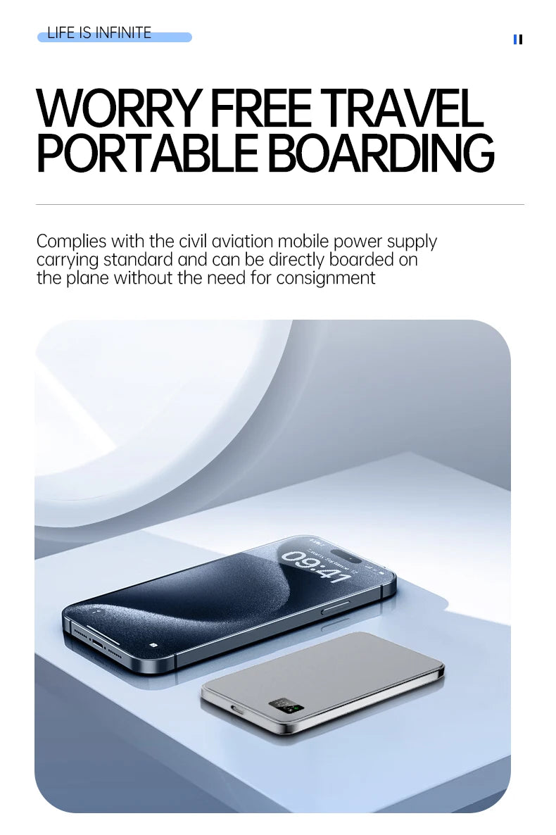 Ultra-Thin 10000mAh Magnetic Power Bank – 20W Wireless Fast Charging for MagSafe, USB-C & Display