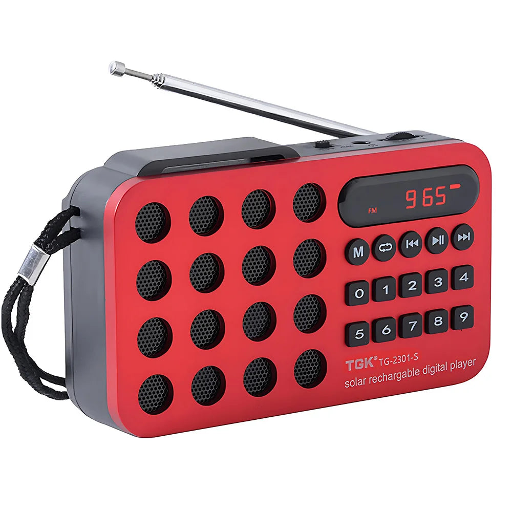 Radio emergencia solar recargable roja