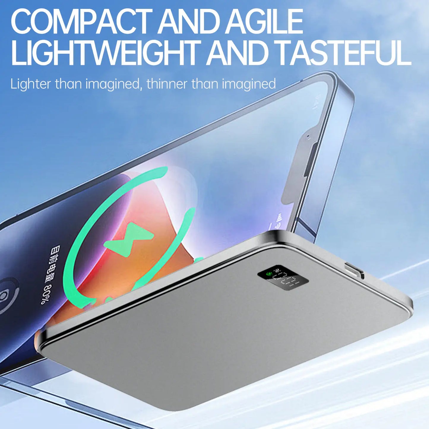 Ultra-Thin 10000mAh Magnetic Power Bank – 20W Wireless Fast Charging for MagSafe, USB-C & Display