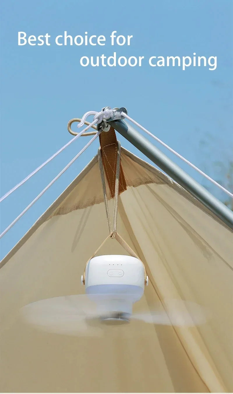 Aizüatec Rechargeable Portable Ceiling Fan – 4-Speed Tent Cooler with LED Light & Remote Control