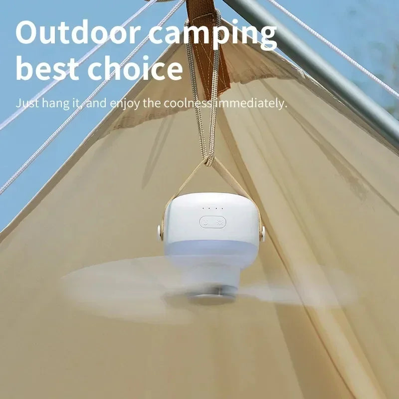 Aizüatec Rechargeable Portable Ceiling Fan – 4-Speed Tent Cooler with LED Light & Remote Control