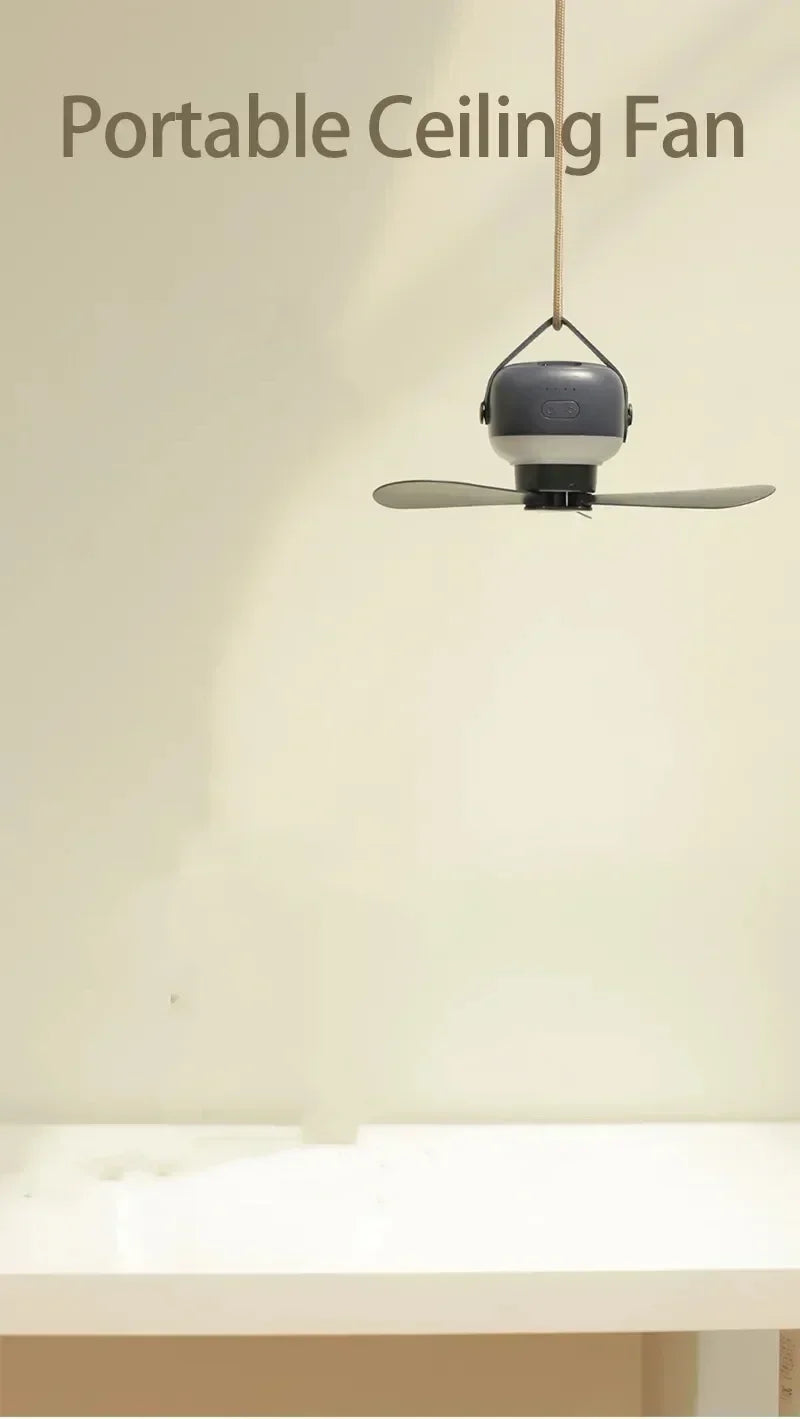 Aizüatec Rechargeable Portable Ceiling Fan – 4-Speed Tent Cooler with LED Light & Remote Control