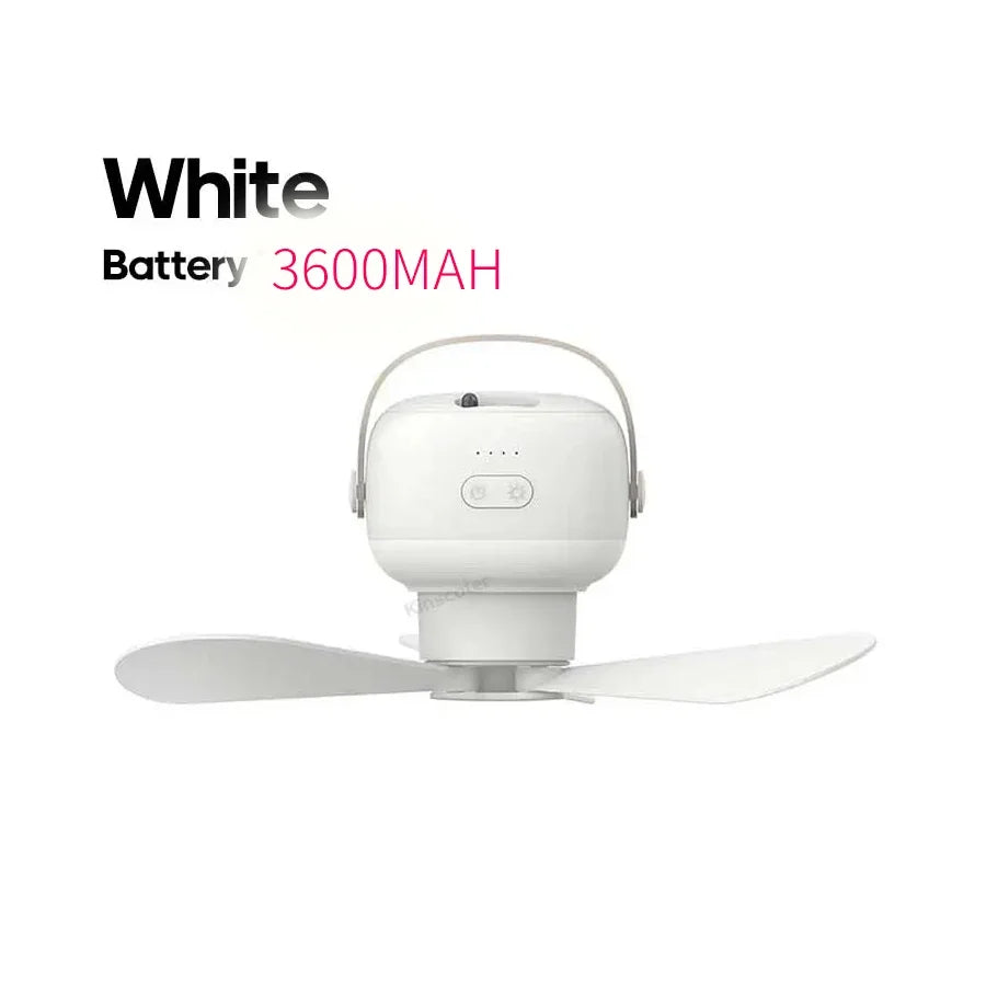 Aizüatec Rechargeable Portable Ceiling Fan – 4-Speed Tent Cooler with LED Light & Remote Control