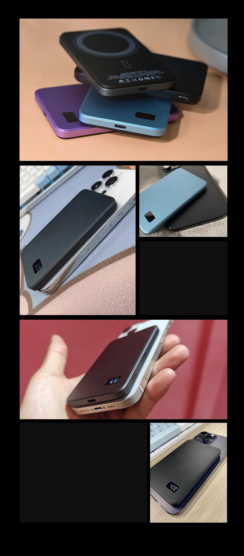 Ultra-Thin 10000mAh Magnetic Power Bank – 20W Wireless Fast Charging for MagSafe, USB-C & Display