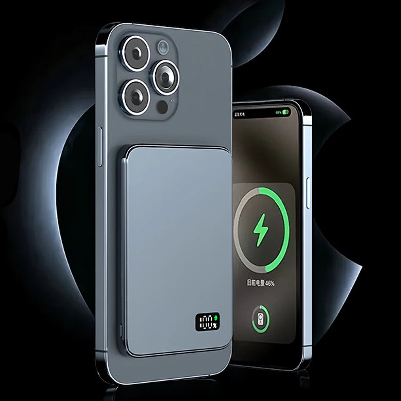 Ultra-Thin 10000mAh Magnetic Power Bank – 20W Wireless Fast Charging for MagSafe, USB-C & Display