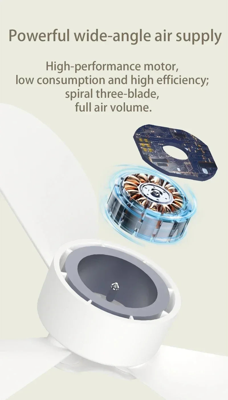 Aizüatec Rechargeable Portable Ceiling Fan – 4-Speed Tent Cooler with LED Light & Remote Control