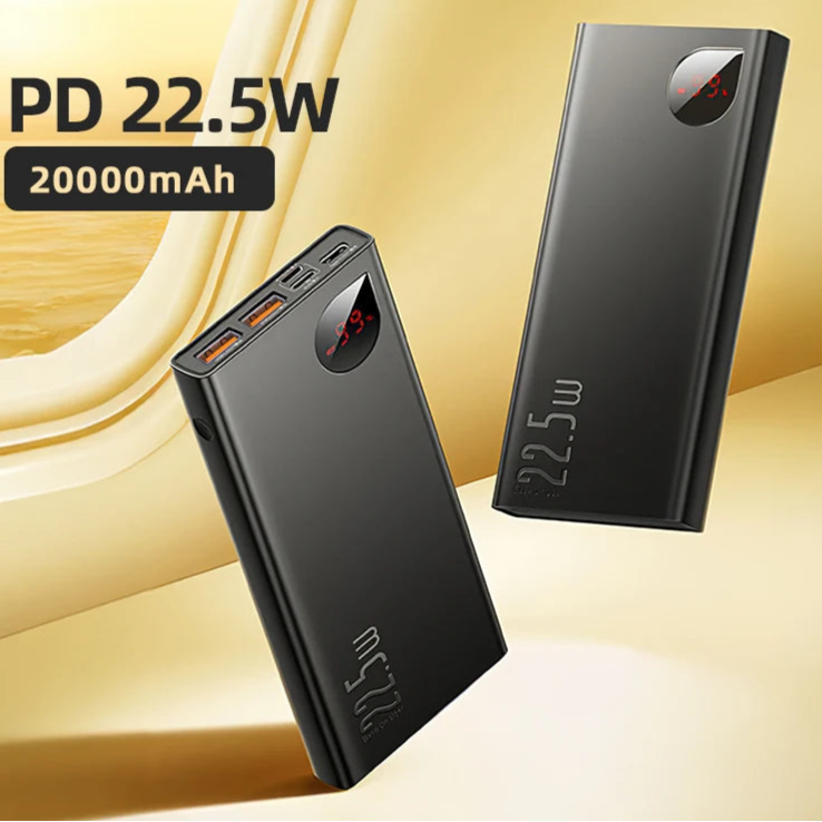 Baseus 20000mAh/10000mAh Power Bank – PD 22.5W Fast Charging, Digital Display, Dual USB & Type-C
