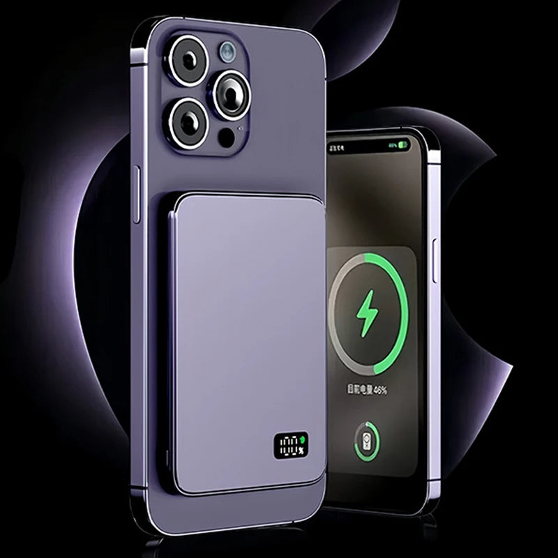 Ultra-Thin 10000mAh Magnetic Power Bank – 20W Wireless Fast Charging for MagSafe, USB-C & Display