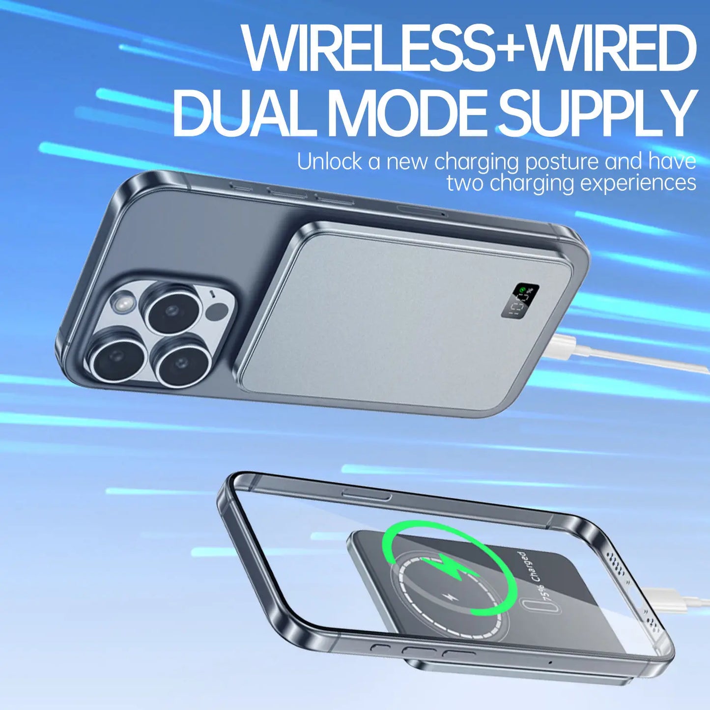 Ultra-Thin 10000mAh Magnetic Power Bank – 20W Wireless Fast Charging for MagSafe, USB-C & Display