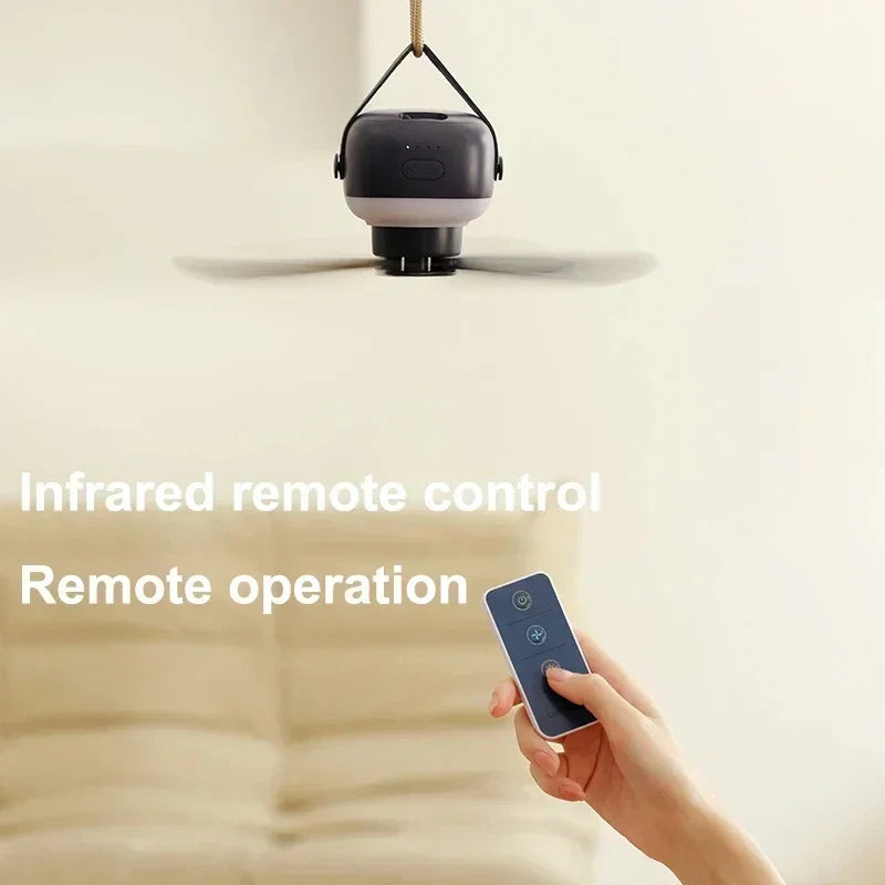 Aizüatec Rechargeable Portable Ceiling Fan – 4-Speed Tent Cooler with LED Light & Remote Control