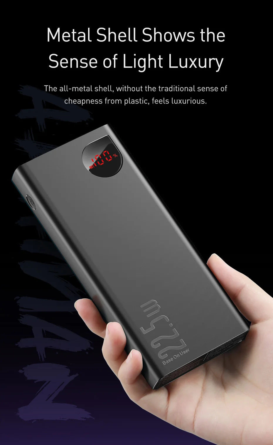 Baseus 20000mAh/10000mAh Power Bank – PD 22.5W Fast Charging, Digital Display, Dual USB & Type-C