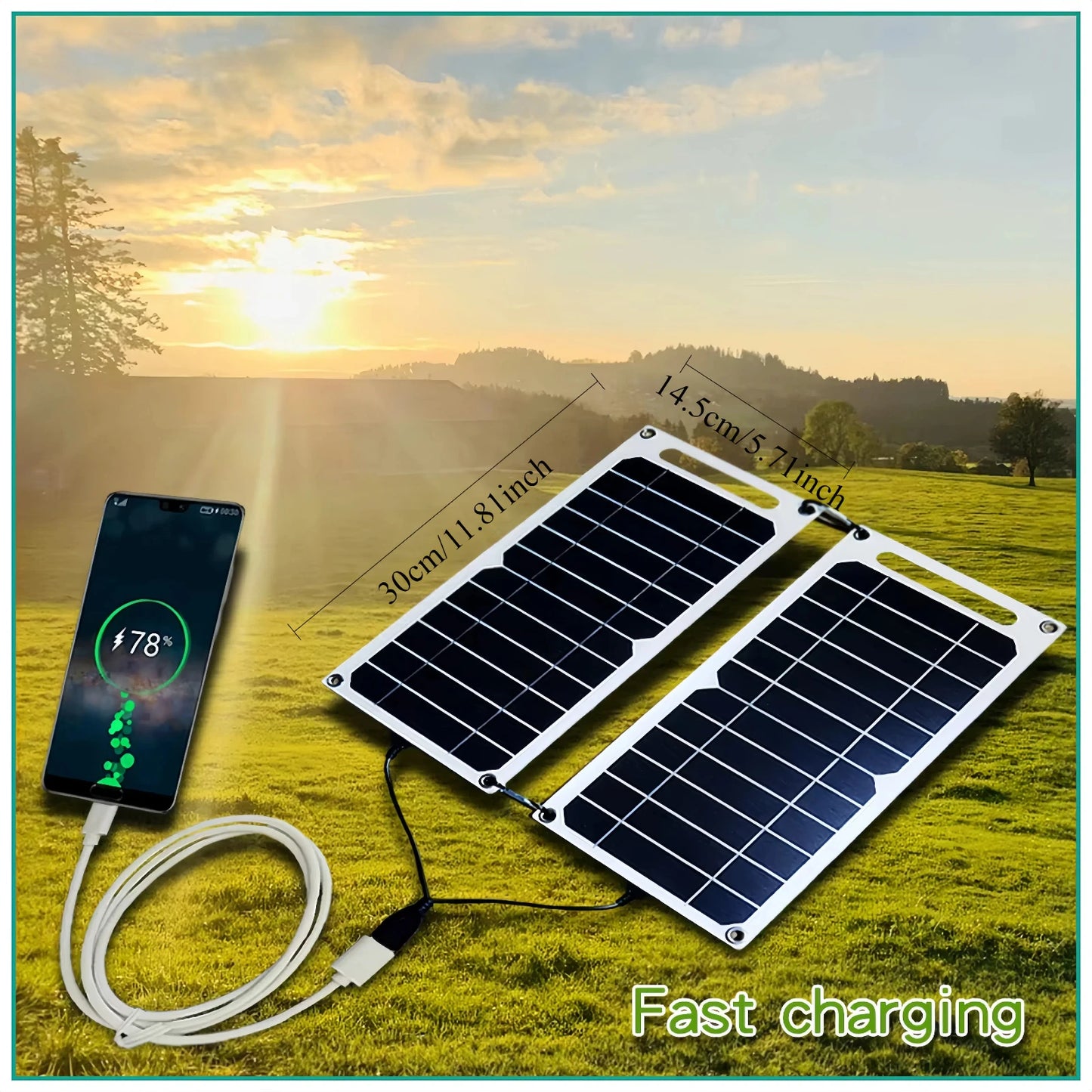 Panel solar USB Aizüatec de 5 a 35 W: cargador portátil impermeable para senderismo y acampada al aire libre