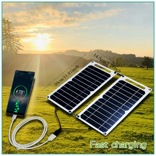 Aizüatec 5–35W USB Solar Panel – Portable Waterproof Charger for Outdoor Hiking & Camping