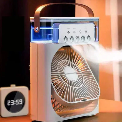 Enfriador de aire portátil 3 en 1 Aizüatec: ventilador, humidificador y mini aire acondicionado con luz LED y alimentación USB