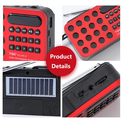 Aizüatec Solar Bluetooth FM Radio – Portable Wireless Speaker with USB, TF Card & Rechargeable Battery