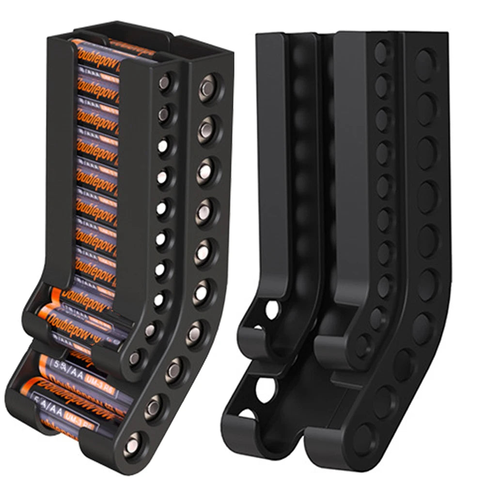 Wall-Mount Battery Organizer – Compact Holder for 10 AA & 10 AAA Batteries, with Adhesive & Screws