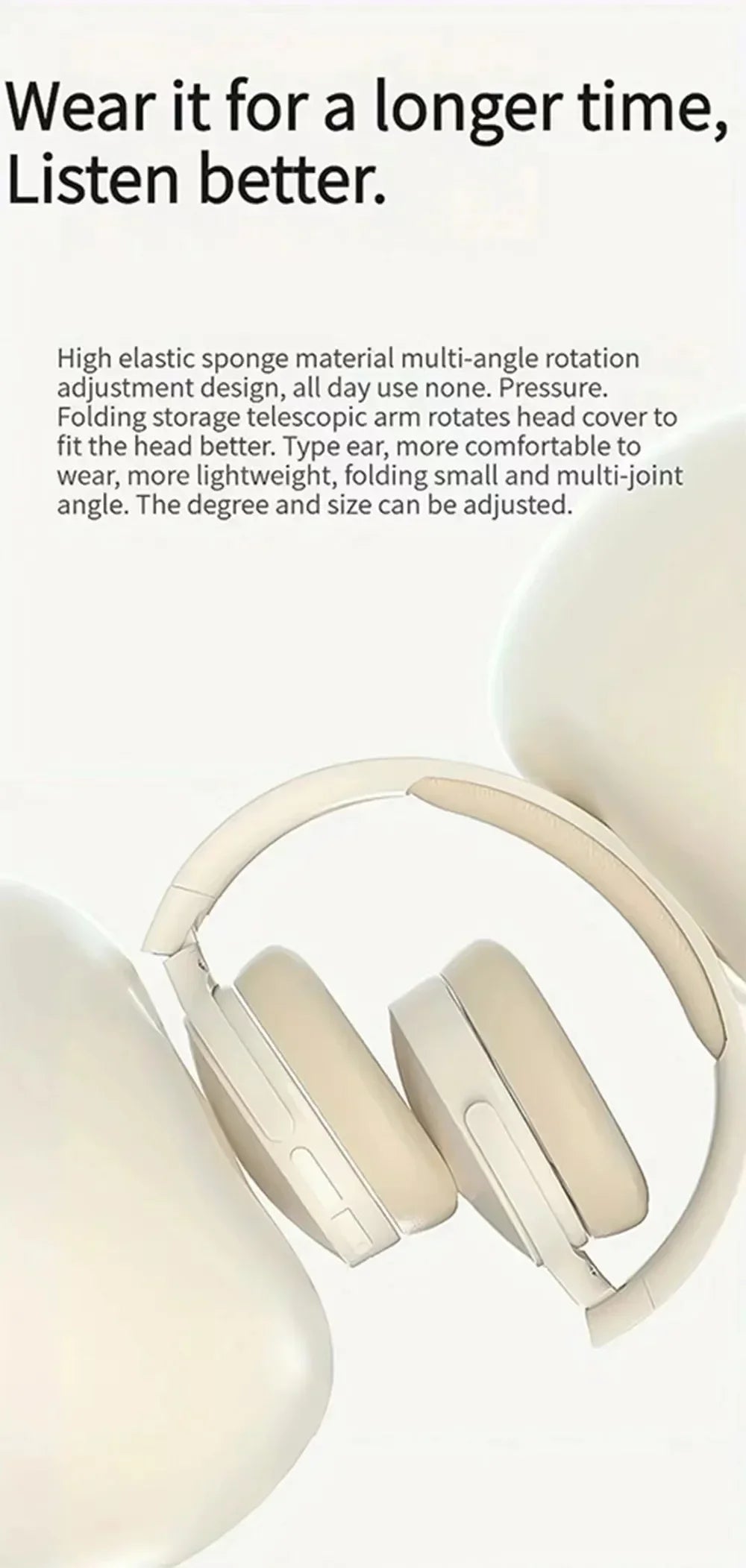 Wireless Bluetooth Headphones Over HIFI Bluetooth 5.3 Over-Ear Headphones – Noise Cancelling, TF/AUX, 10H Playtime
