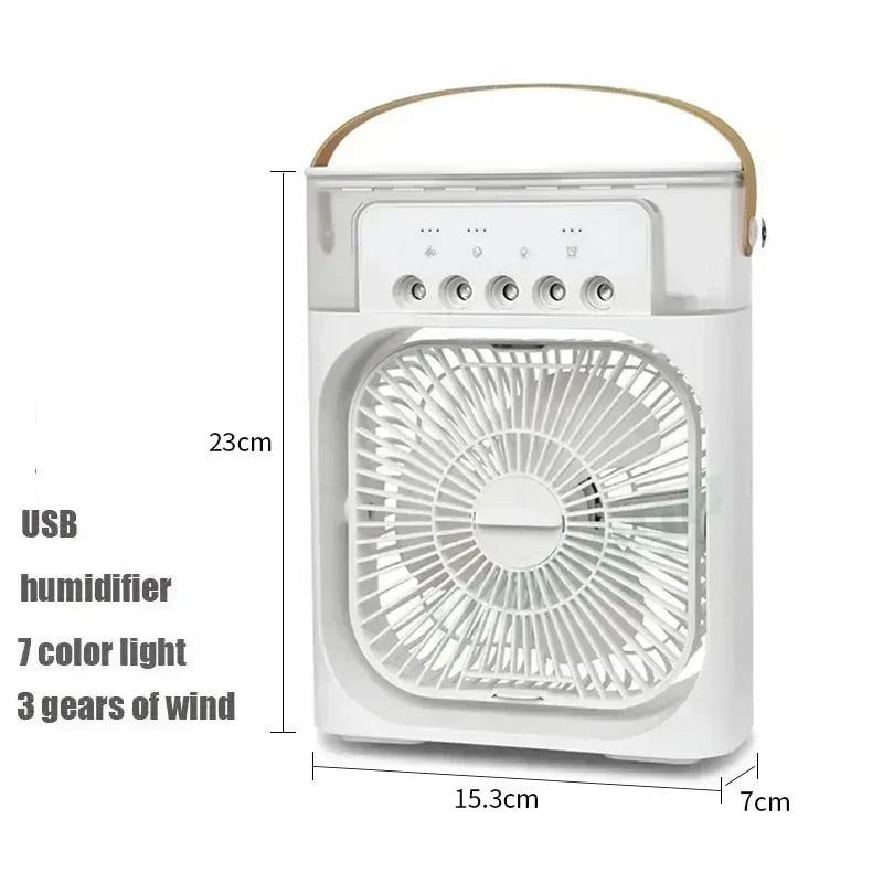Enfriador de aire portátil 3 en 1 Aizüatec: ventilador, humidificador y mini aire acondicionado con luz LED y alimentación USB
