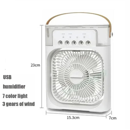 Enfriador de aire portátil 3 en 1 Aizüatec: ventilador, humidificador y mini aire acondicionado con luz LED y alimentación USB