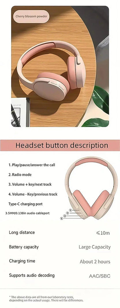 Wireless Bluetooth Headphones Over HIFI Bluetooth 5.3 Over-Ear Headphones – Noise Cancelling, TF/AUX, 10H Playtime