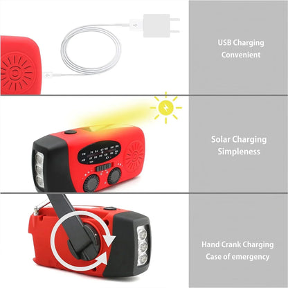 Aizüatec Emergency Solar Radio – Hand-Crank AM/FM/NOAA, Power Bank & LED Flashlight with USB Charging