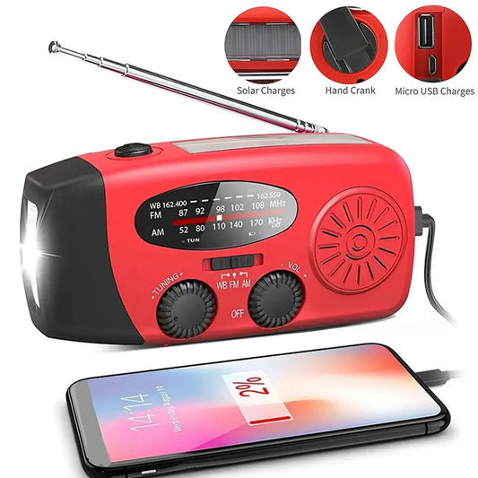Aizüatec Emergency Solar Radio – Hand-Crank AM/FM/NOAA, Power Bank & LED Flashlight with USB Charging