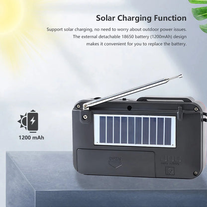 Aizüatec Solar Bluetooth FM Radio – Portable Wireless Speaker with USB, TF Card & Rechargeable Battery