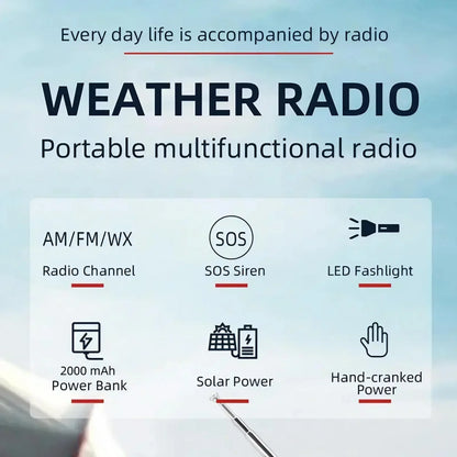 Aizüatec Emergency Solar Radio – Hand-Crank AM/FM/NOAA, Power Bank & LED Flashlight with USB Charging