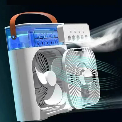 Enfriador de aire portátil 3 en 1 Aizüatec: ventilador, humidificador y mini aire acondicionado con luz LED y alimentación USB