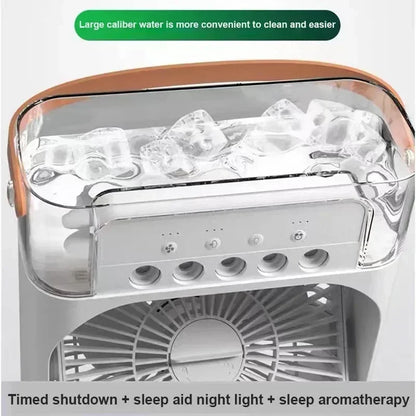 Enfriador de aire portátil 3 en 1 Aizüatec: ventilador, humidificador y mini aire acondicionado con luz LED y alimentación USB