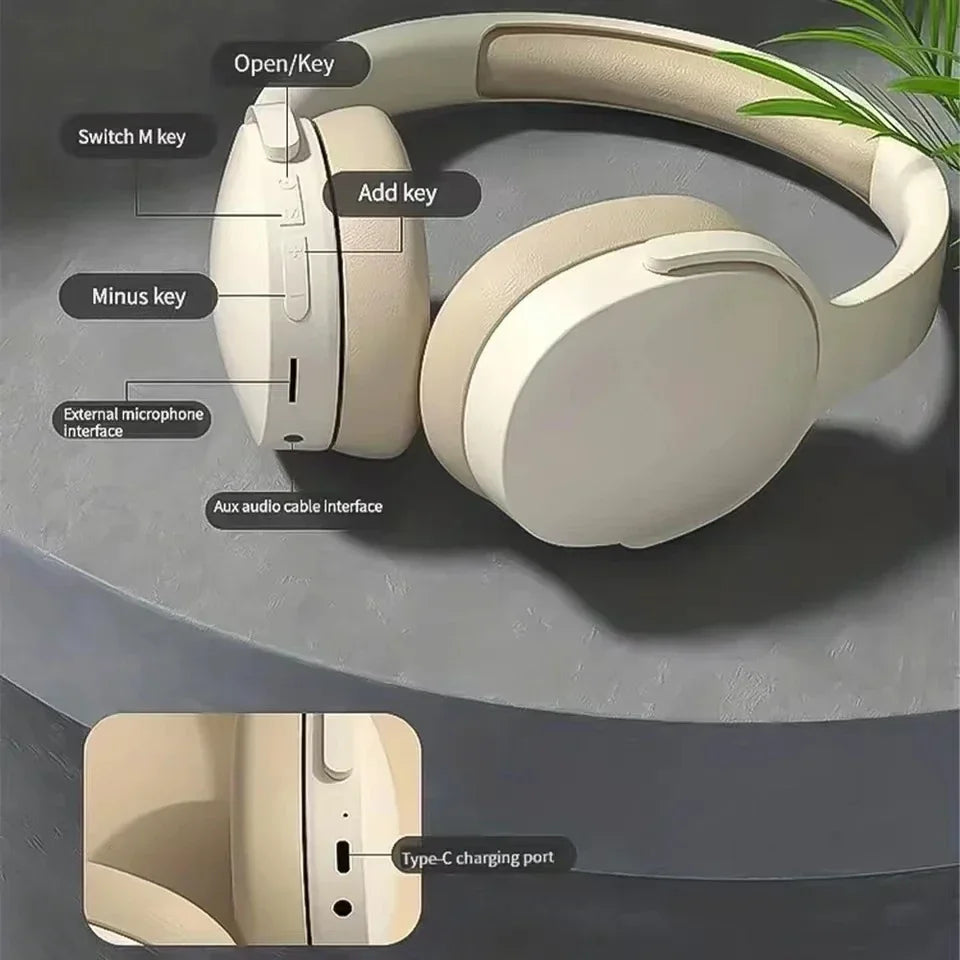 Wireless Bluetooth Headphones Over HIFI Bluetooth 5.3 Over-Ear Headphones – Noise Cancelling, TF/AUX, 10H Playtime