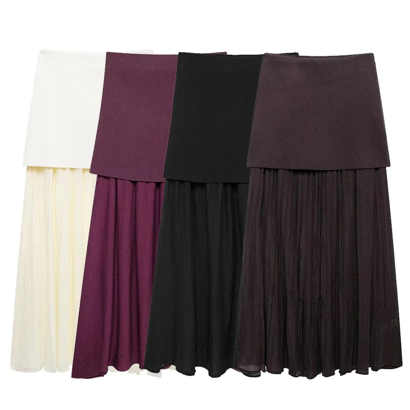 High-Waisted Knitted Midi Skirt