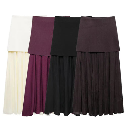 High-Waisted Knitted Midi Skirt