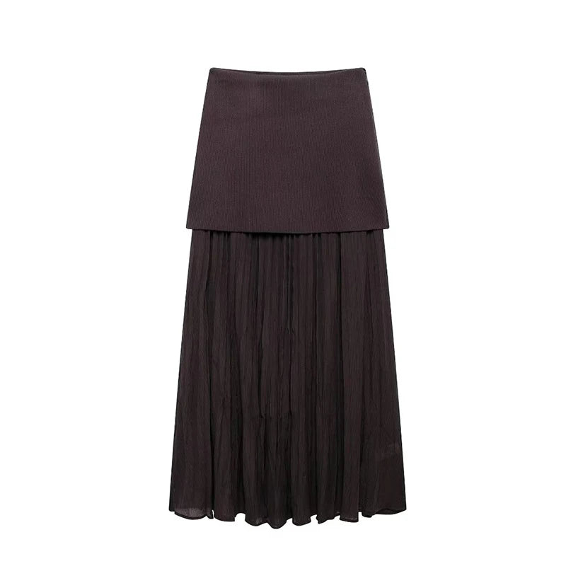 High-Waisted Knitted Midi Skirt
