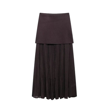 High-Waisted Knitted Midi Skirt