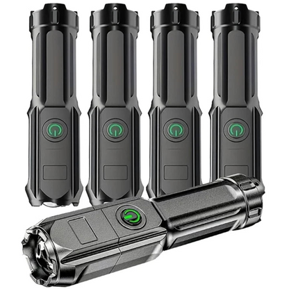 Aizüatec F15-T Tactical Zoom Flashlight – Rechargeable LED Torch with 4 Modes, USB Charging, Waterproof