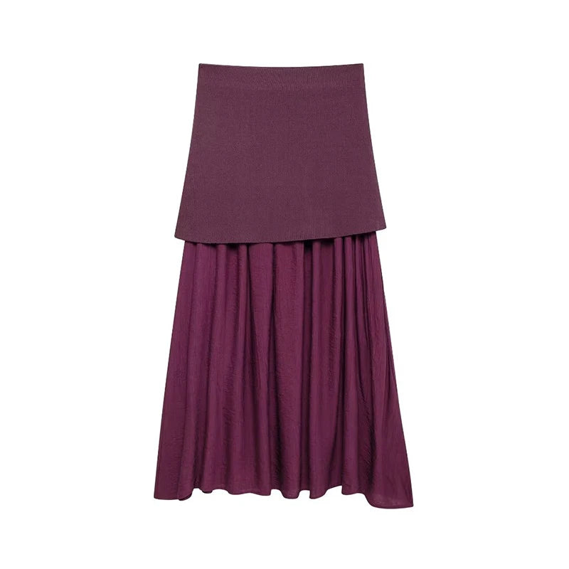 High-Waisted Knitted Midi Skirt
