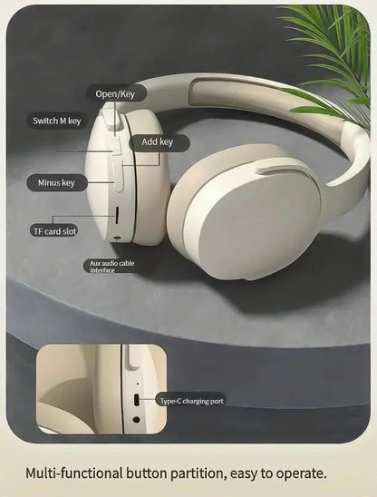 Wireless Bluetooth Headphones Over HIFI Bluetooth 5.3 Over-Ear Headphones – Noise Cancelling, TF/AUX, 10H Playtime