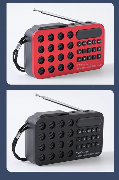 Aizüatec Solar Bluetooth FM Radio – Portable Wireless Speaker with USB, TF Card & Rechargeable Battery
