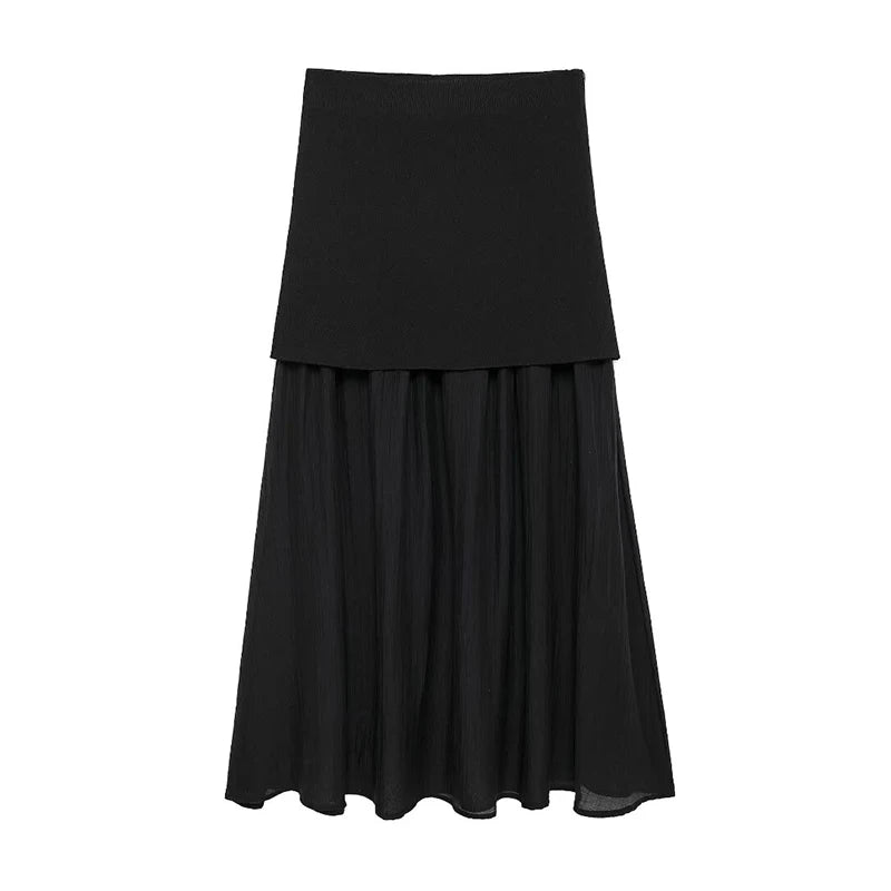 High-Waisted Knitted Midi Skirt