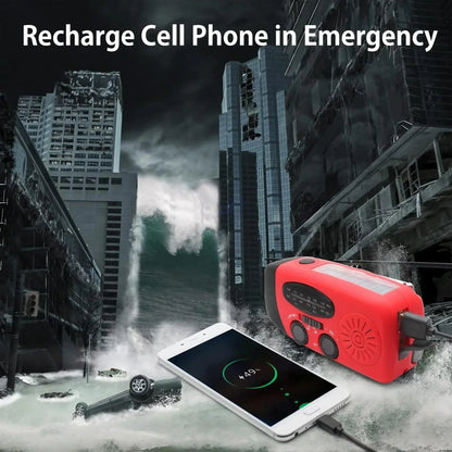 Aizüatec Emergency Solar Radio – Hand-Crank AM/FM/NOAA, Power Bank & LED Flashlight with USB Charging