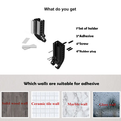 Wall-Mount Battery Organizer – Compact Holder for 10 AA & 10 AAA Batteries, with Adhesive & Screws