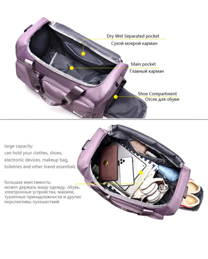 Unixinu Reisetasche für Damen – Großes Fassungsvermögen | Nass-/Trocken-Trennung &amp; Schuhfach