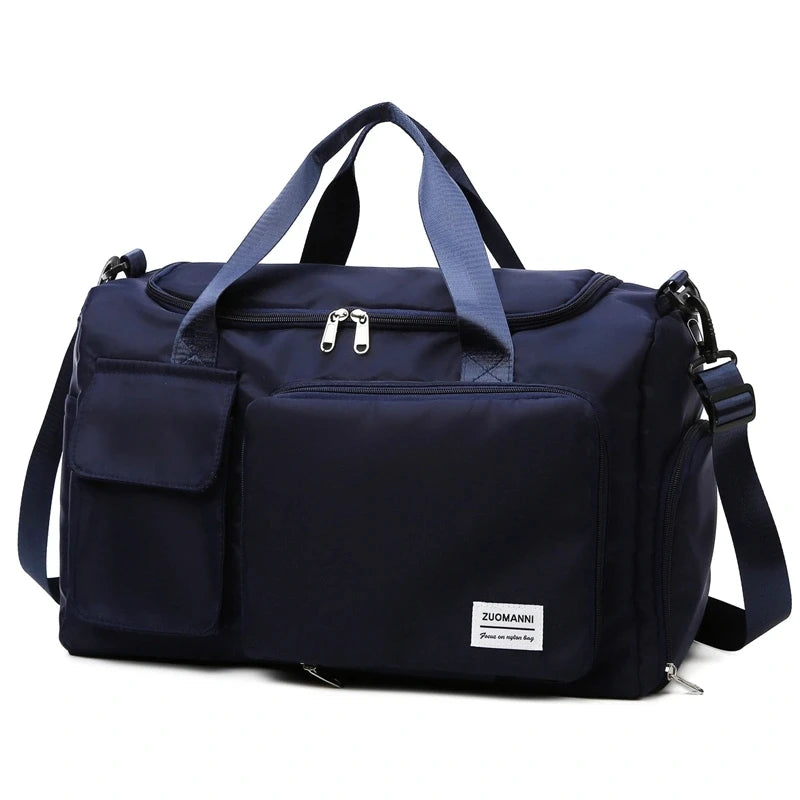 Dark blue duffel gym bag with shoe pocket and mat strap – Aizüafit collection